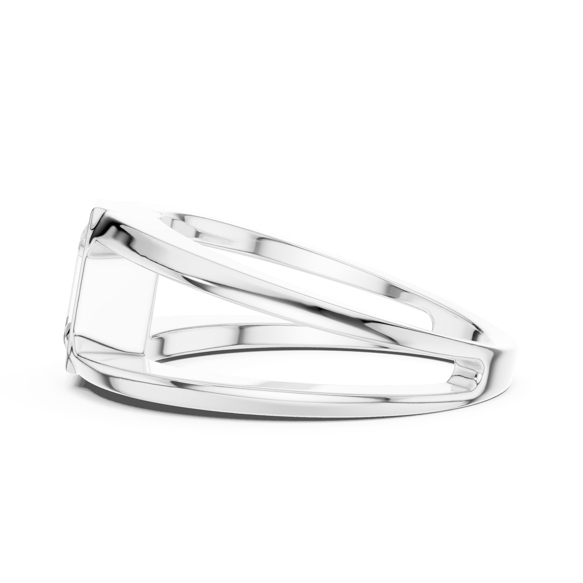 Vertical Step Cut Lab Grown Diamond Open Shank Ring in 925 Silver