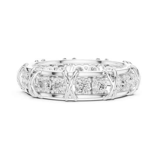 Criss Cross Pattern Lab Grown Diamond Eternity Ring in 925 Sterling Silver