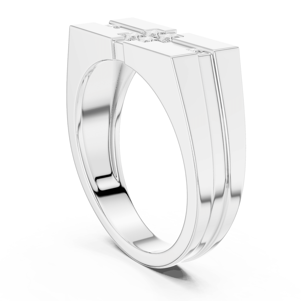 Multi-Stone Square and Round Lab Grown Diamond Ring in 925 Sterling Silver