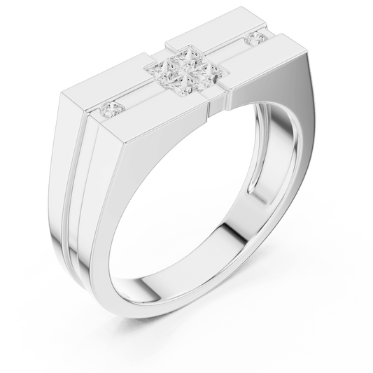 Multi-Stone Square and Round Lab Grown Diamond Ring in 925 Sterling Silver