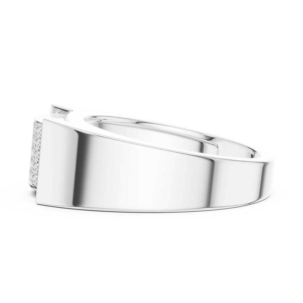 Rounded Iced Out Micro Pave Lab Grown Diamond Ring in 925 Silver