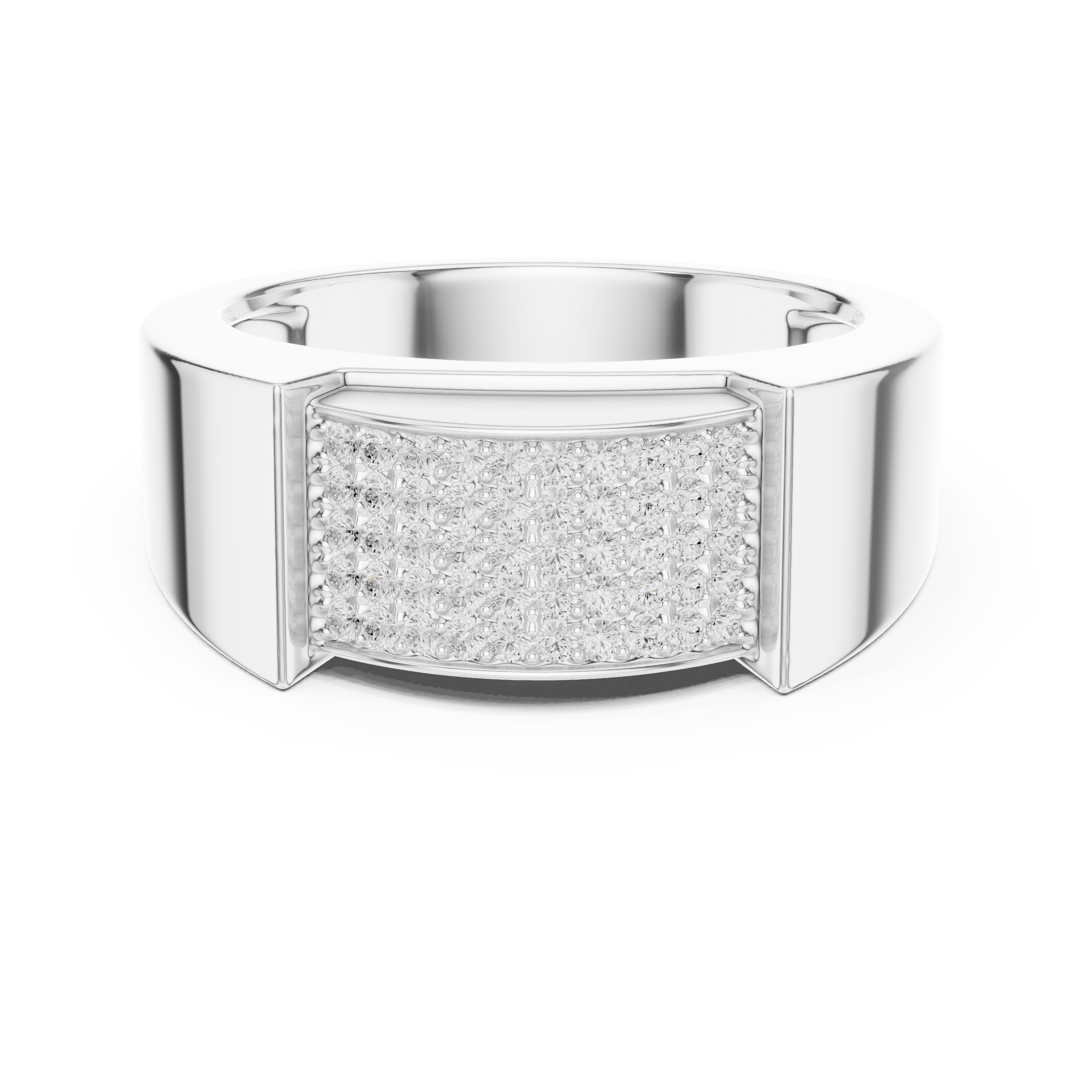Rounded Iced Out Micro Pave Lab Grown Diamond Ring in 925 Silver