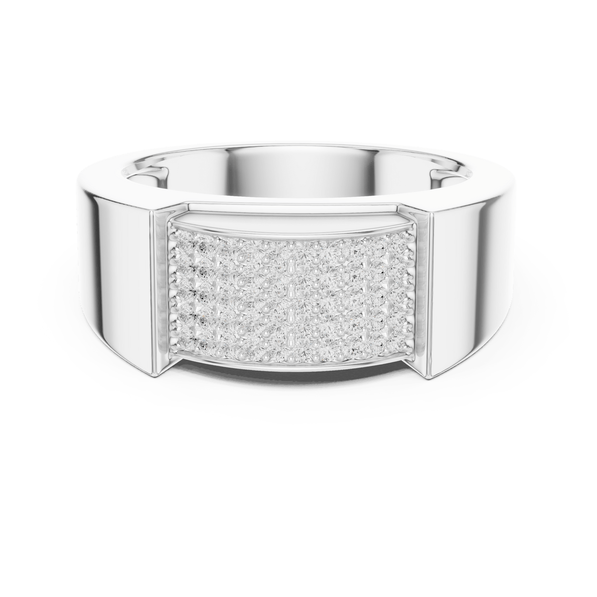 Rounded Iced Out Micro Pave Lab Grown Diamond Ring in 925 Silver
