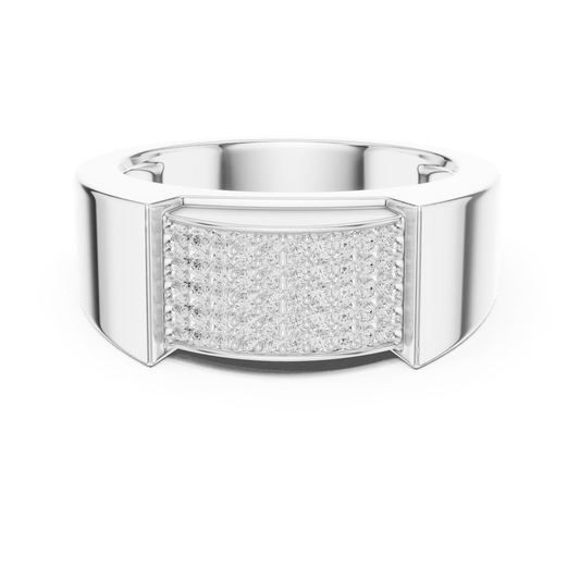 Rounded Iced Out Micro Pave Lab Grown Diamond Ring in 925 Silver