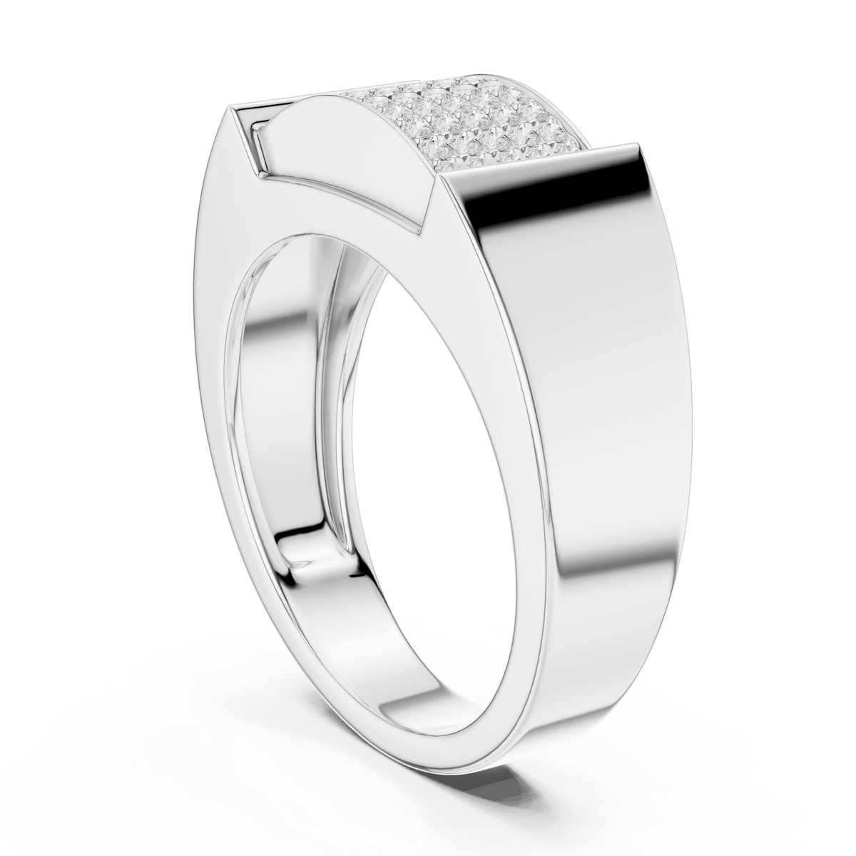 Rounded Iced Out Micro Pave Lab Grown Diamond Ring in 925 Silver