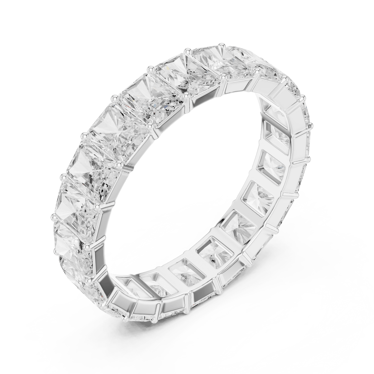 Full Eternity Radiant Step-Cut Lab Grown Diamond Ring in 925 Sterling Silver