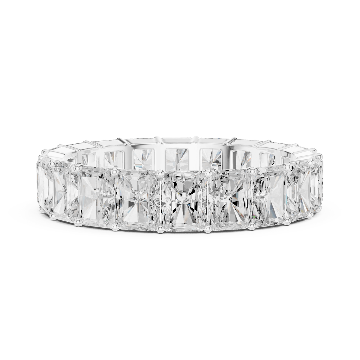 Full Eternity Radiant Step-Cut Lab Grown Diamond Ring in 925 Sterling Silver