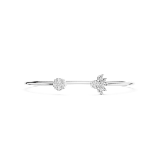 Toi et Moi Asymmetric Open End Lab Grown Diamond Cuff Bangle