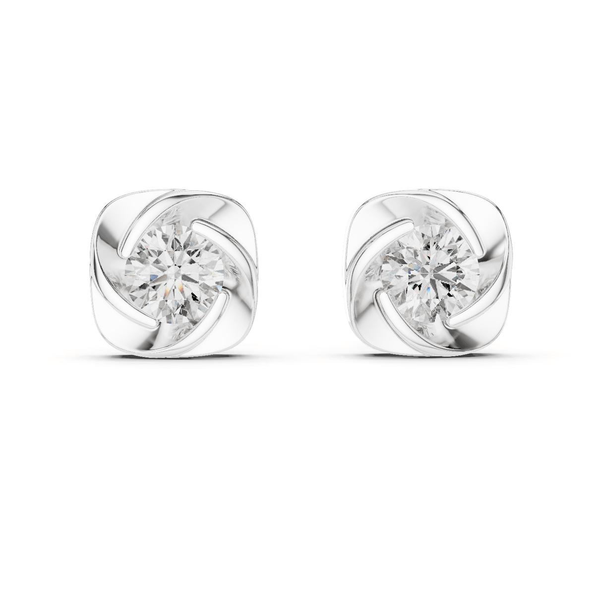 Cushion Floral Swirl Lab Grown Diamond Earrings