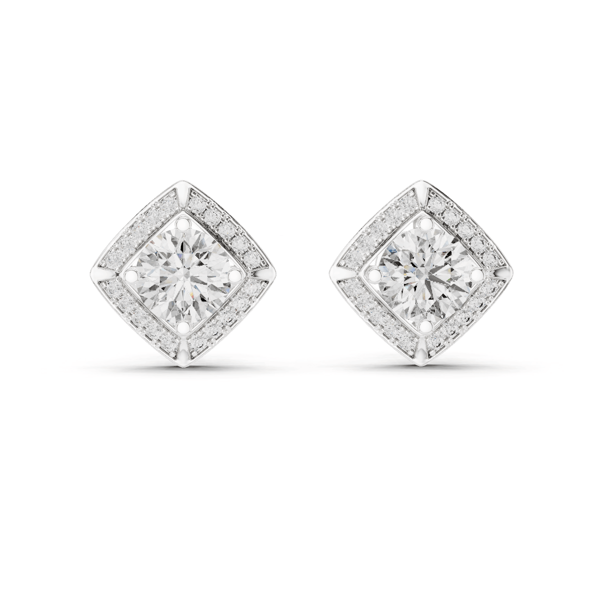 Kite Geometric Halo Lab Grown Diamond Earrings